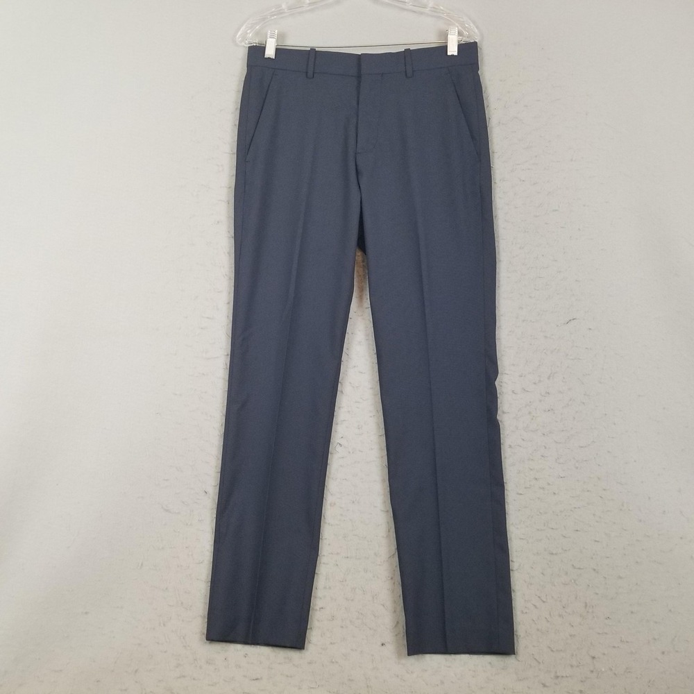 Perry Ellis Pants‎ Mens 29x30 Blue Slim Fit Dress Trousers Flat Front Stretch